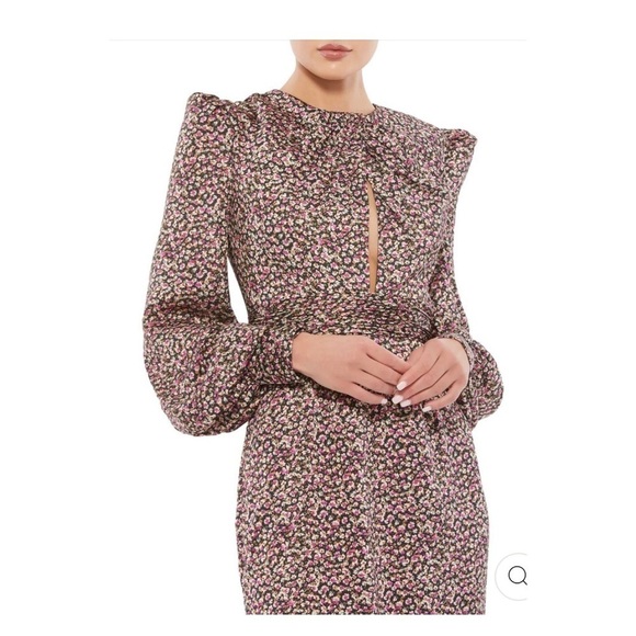 NEW IENNA for MAC DUGGAL Black Floral Long Sleeve Keyhole Mini Dress Size 2 - Picture 5 of 12